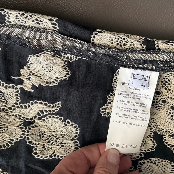 Plein Sud Indie Grunge Floral  Mesh Sharp Pencil Skirt Vamp Chic Black Gray FR38 - Picture 11 of 13